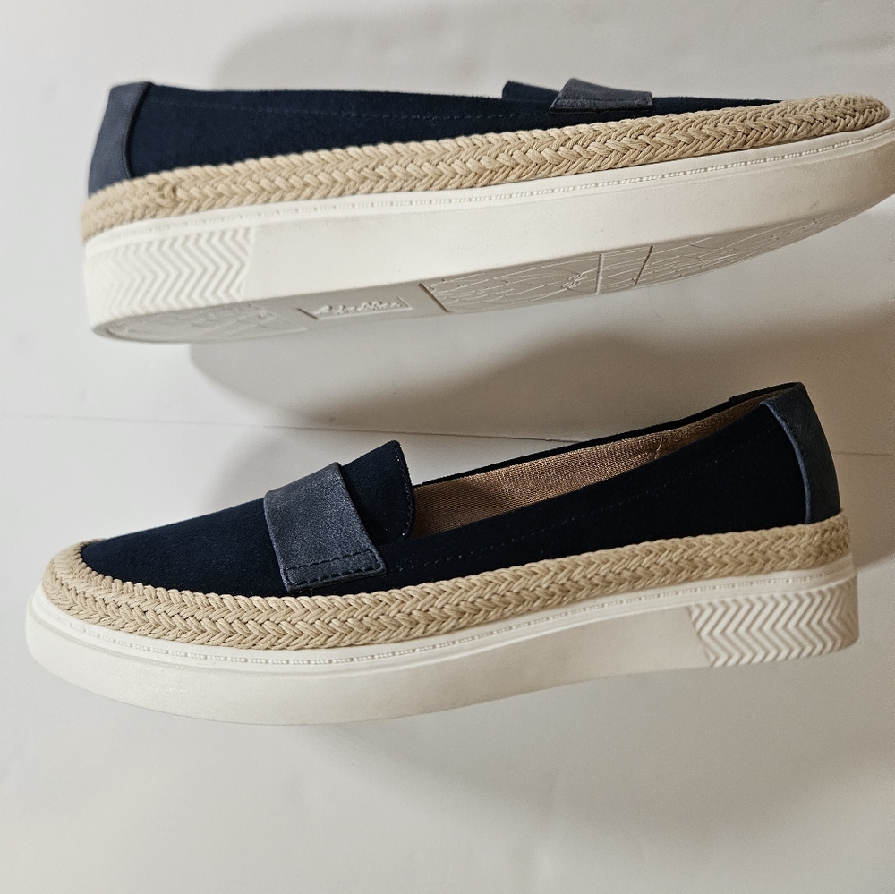 Abella sz 6.5 faux suede navy/blue white outsole rope detail comfort espadrilles - Picture 3 of 7